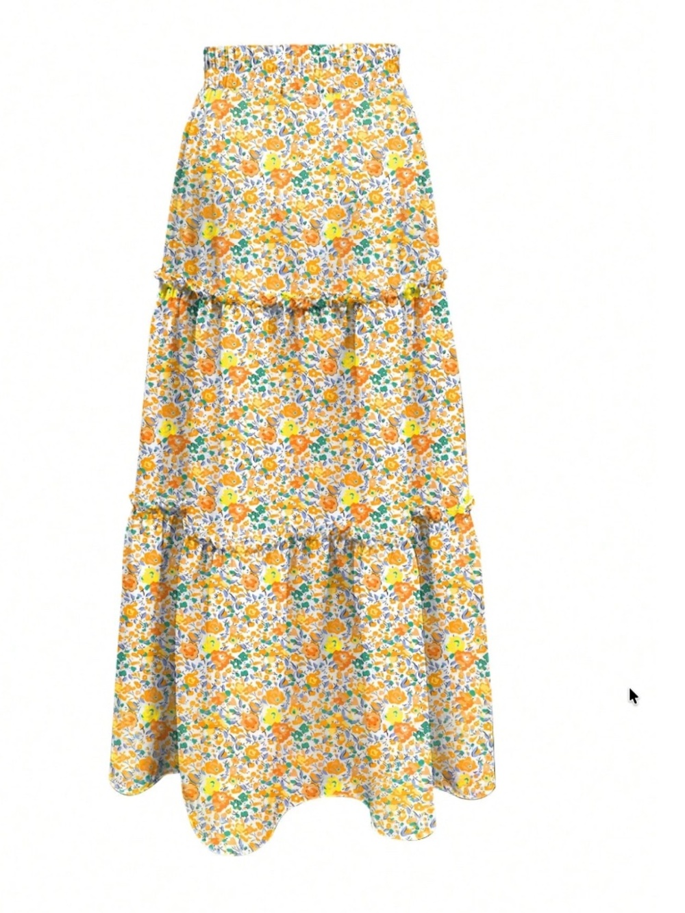 Boho Floral Print Stretchy waist Layered Maxi Skirt - Picture 3 of 3